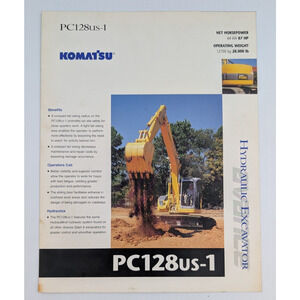 KOMATSU Hydraulic Excavator PC128US-1 Brochure Dealers Sales Booklet 1998